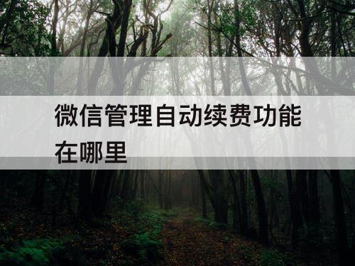 微信管理自动续费功能在哪里