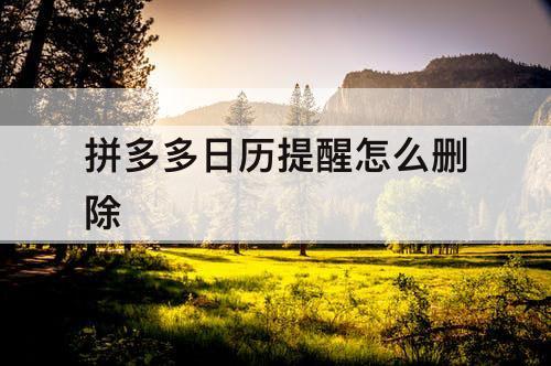 拼多多日历提醒怎么删除