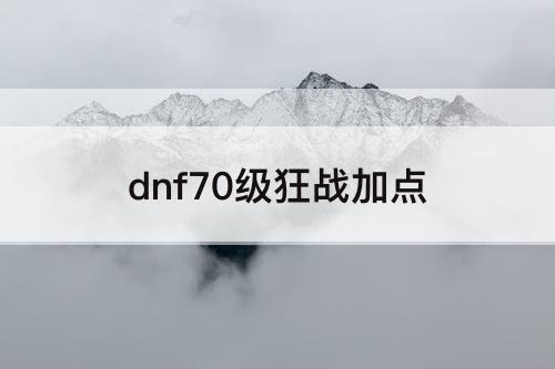 dnf70级狂战加点