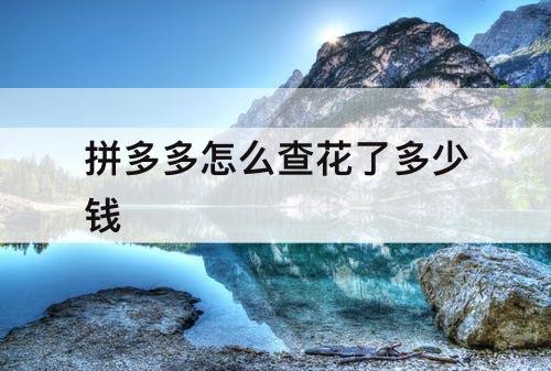 拼多多怎么查花了多少钱