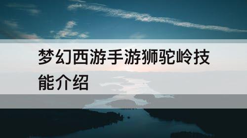 梦幻西游手游狮驼岭技能介绍