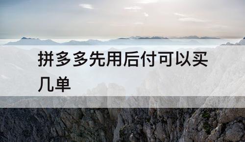 拼多多先用后付可以买几单