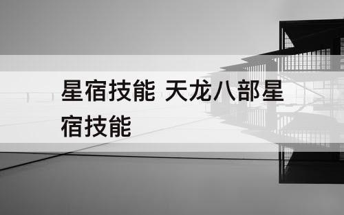 星宿技能 天龙八部星宿技能
