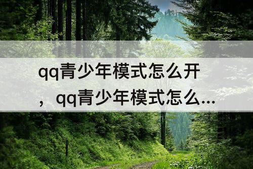 qq青少年模式怎么开，qq青少年模式怎么开不了