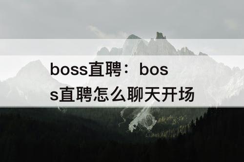 boss直聘：boss直聘怎么聊天开场