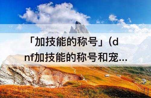 「加技能的称号」(dnf加技能的称号和宠物)