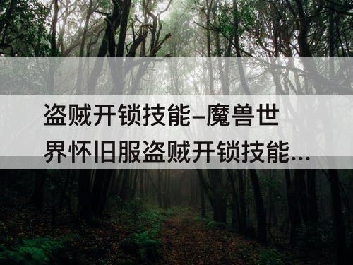 盗贼开锁技能-魔兽世界怀旧服盗贼开锁技能1至3