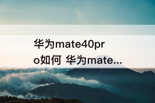 华为mate40pro如何 华为mate40pro如何更新软件